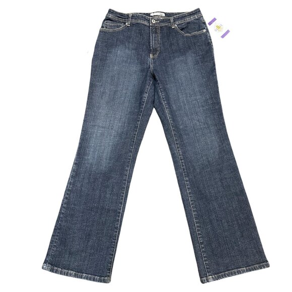 Vintage Chicos Platinum Denim Bootcut Jeans Womens 12 Reg High Rise Stretch - Picture 12 of 13